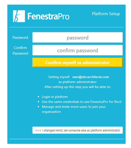 FenestraPro Confirm Password